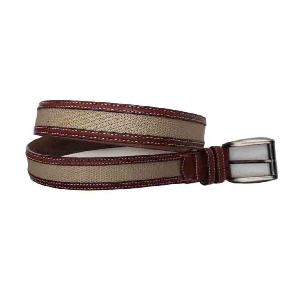 Tommy Bahama Spanish Leather and Fabric Belt Brown Tan Men's Size 34